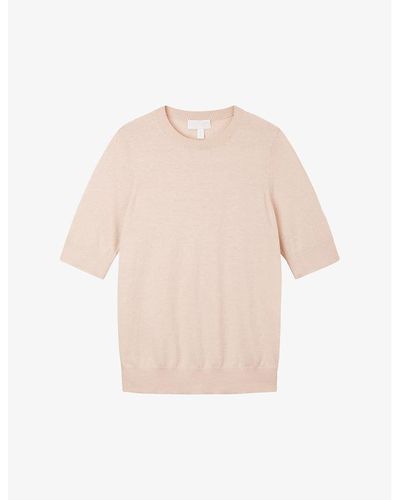 The White Company Slim-fit Knitted Recycled Cotton-blend T-shirt X - Pink