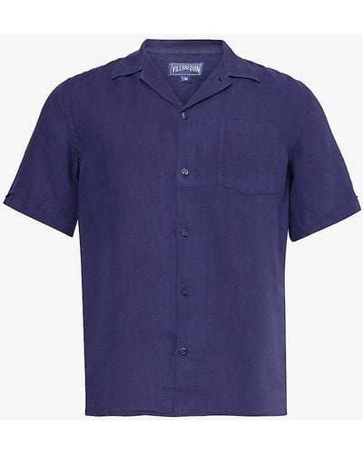Vilebrequin Charli Brand-embroidered Linen Shirt - Blue