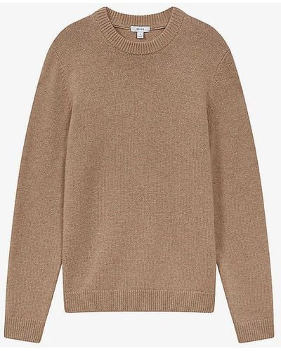 Reiss Avon Long-sleeve Regular-fit Wool-blend Jumper - Natural