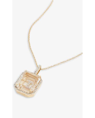 Mateo Secret I 14ct Yellow-gold, 0.28ct Diamond And Quartz Pendant Necklace - White