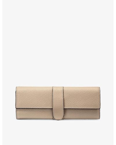 Smythson Panama Small Leather Jewellery Roll Case - Natural