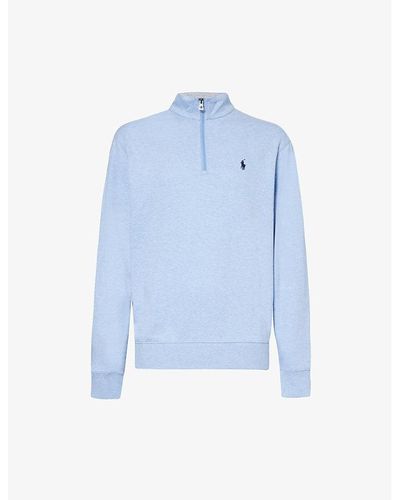 Polo Ralph Lauren Logo-embroidered High-neck Cotton-blend Sweatshirt X - Blue
