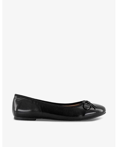 French Sole Amelie Leather Ballet Flats - Black