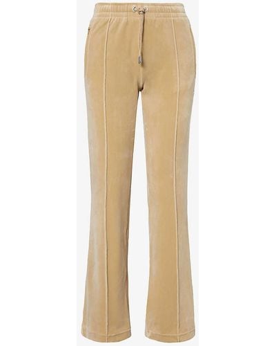 Juicy Couture Rhinestone-embellished Straight-leg Mid-rise Velour jogging Bottoms - Natural