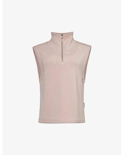 Varley Magnolia Half-zip Relaxed-fit Stretch-woven Top - Pink