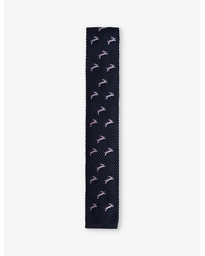 Ted Baker Sanfred Hare-embroidered Knitted Tie - Blue