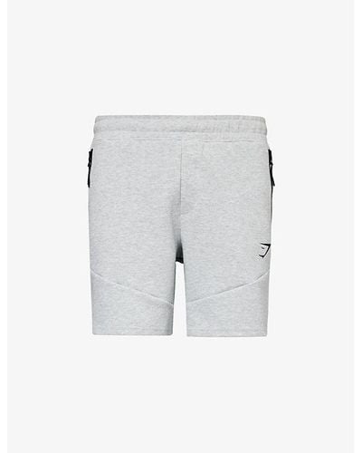 GYMSHARK Interlock Tech Logo-print Cotton-blend Shorts X - Gray