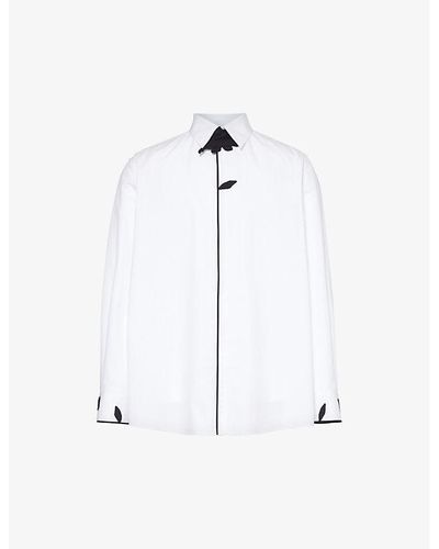 Valentino Floral-motif Regular-fit Cotton Shirt - White