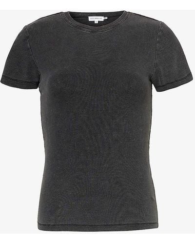 GOOD AMERICAN Jeanius Faded Slim-fit Stretch-woven T-shirt - Black