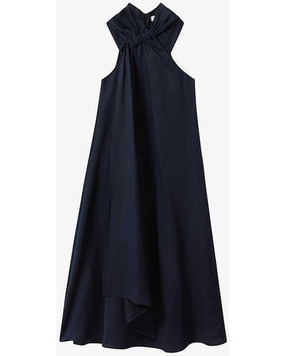 Reiss Cosette Relaxed-fit Halter-neck Linen Maxi Dress - Blue