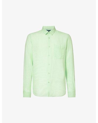 Vilebrequin Caroubis Brand-embroidered Relaxed-fit Linen Shirt Xx - Green