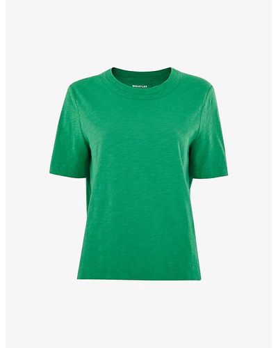 Whistles Rosa Double-trim Short-sleeved Cotton-jersey T-shirt - Green