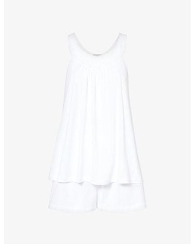 Hanro Clara Logo-embroidered Cotton Pajama Set - White