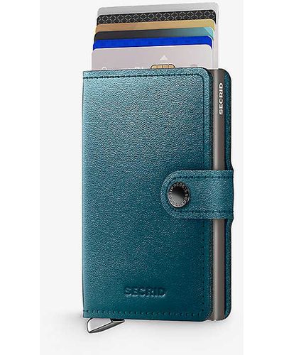 Secrid Premium Miniwallet Leather And Aluminium Wallet - Blue