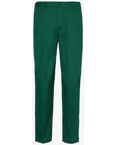 Lanvin Biker Brand-appliqué Tapered-leg Regular-fit Cotton-blend Trousers - Green