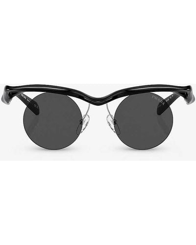 Prada Pr A24s Round-frame Injected Sunglasses - Black