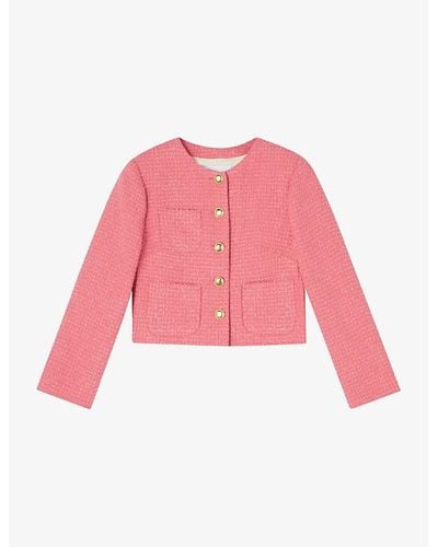 LK Bennett Allie Boxy-fit Tweed Cotton-blend Jacket - Red
