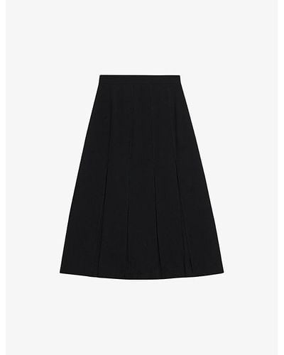 Ted Baker Addelia Sheer-panel High-rise Woven Midi Skirt - Black