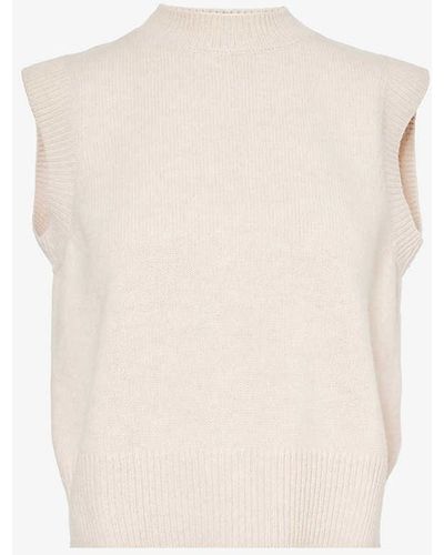 Aspiga Round-neck Brushed-texture Wool Knitted Vest - White