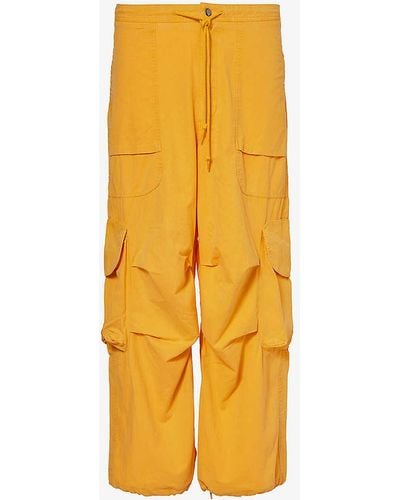 Entire studios Freight Wide-leg Relaxed-fit Cotton Cargo Trousers - Yellow