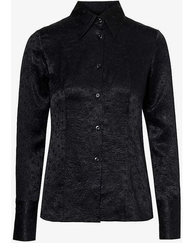Song For The Mute Floral-jacquard Slim-fit Woven Shirt - Black