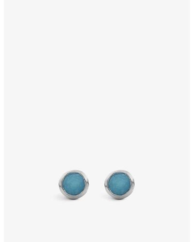 Monica Vinader Siren Mini Gem Recycled 18ct Sterling-silver And Stud Earrings - Blue