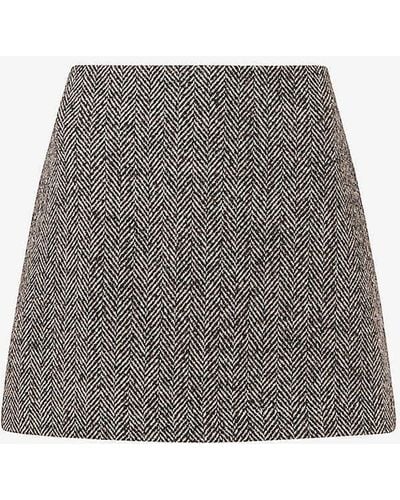 Whistles Herringbone High-rise Recycled-polyester Mini Skirt - Grey