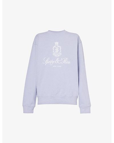 Sporty & Rich Vendome Brand-print Cotton Sweatshirt - Purple