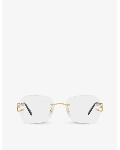 Cartier Ct0416o Square-frame Metal Optical Glasses - White
