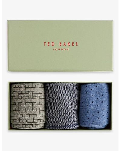 Ted Baker Tsokpak Patterned Pack Of Three Socks - Green