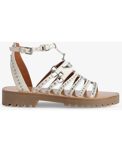 Zadig & Voltaire Joe Stud-embellished Flat Leather Sandals - Multicolour