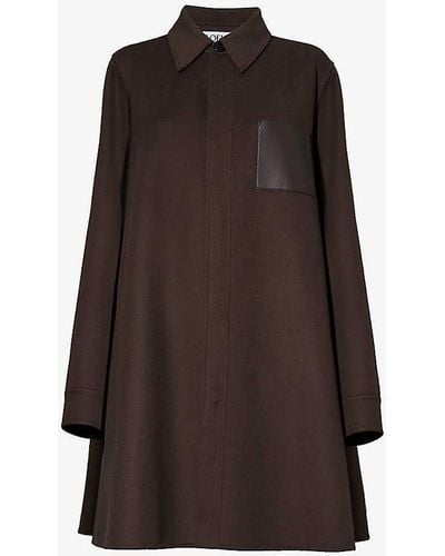 Loewe Trapeze Patch-pocket Wool And Cashmere-blend Coat - Brown