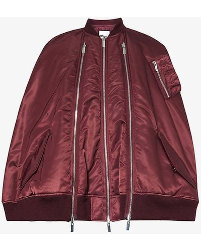 Noir Kei Ninomiya Cape-design Regular-fit Shell Jacket - Red
