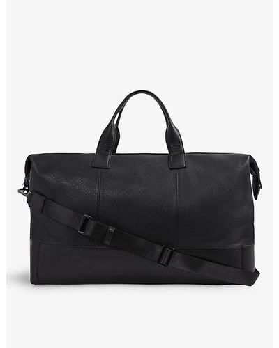 Reiss Carter Logo-embossed Leather Travel Bag - Black