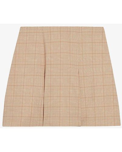 Claudie Pierlot Sarah Check-print Wool-blend Mini Skirt - Natural