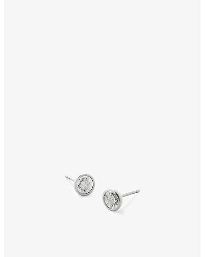 Monica Vinader Round Sterling-sliver And 0.05ct Diamond Stud Earrings - White