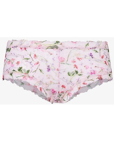 Hanky Panky Signature Floral-pattern Lace Boyshort Briefs - Pink