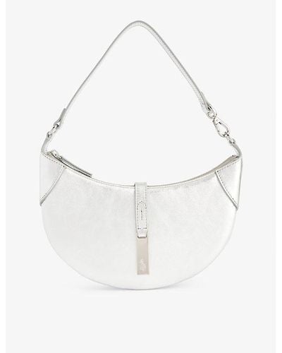 Polo Ralph Lauren Curved Leather Shoulder Bag - White