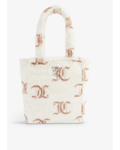 Juicy Couture Monogram-print Faux-fur Tote Bag - White