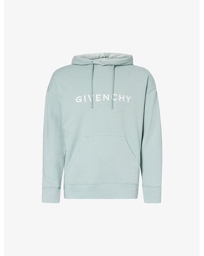 Givenchy Logo-print Slim-fit Cotton-jersey Hoody X - Blue