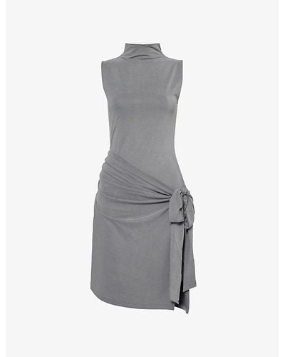 GOOD AMERICAN Sandwashed Slim-fit Wrap Stretch-woven Mini Dress - Gray