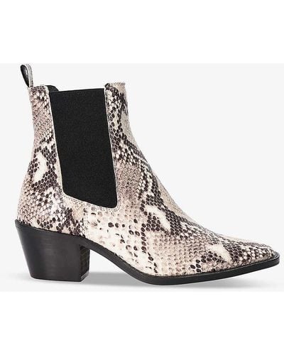 Dune Pexas Western Animal-pattern Suede Heeled Ankle Boots - Black