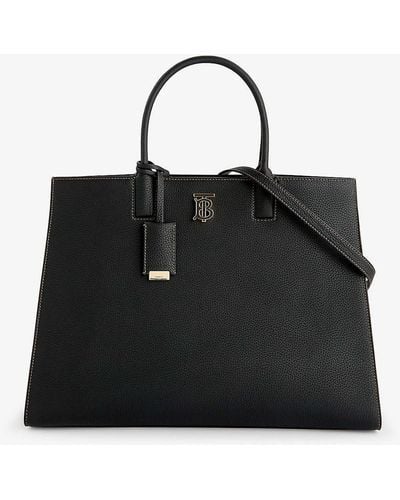 Burberry Frances Medium Leather Top-handle Bag - Black