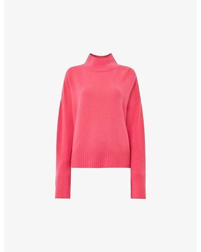 Whistles Relaxed-fit Funnel-neck Wool Sweater - Pink