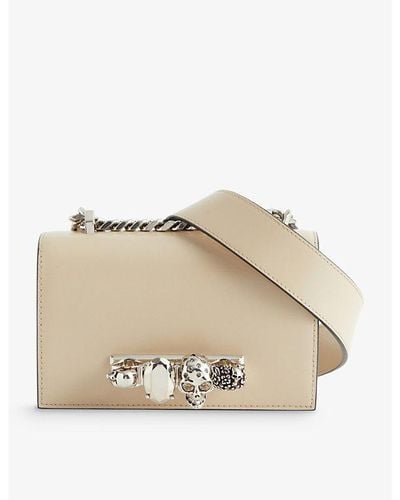 Alexander McQueen The Jewelled Mini Leather Cross-body Bag - Natural
