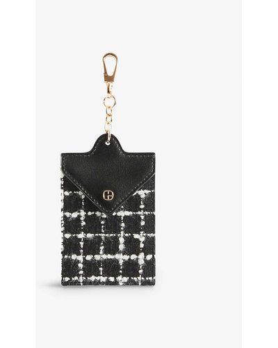 Claudie Pierlot Logo-plaque Leather And Tweed Card Holder - White