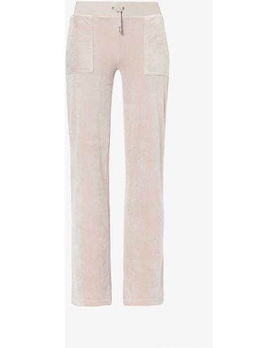 Juicy Couture Del Ray Straight-leg Mid-rise Velour Trouser - Natural
