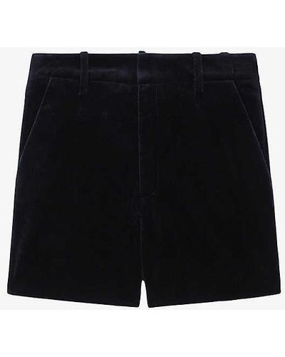Zadig & Voltaire Structured-waist Velour Shorts - Black