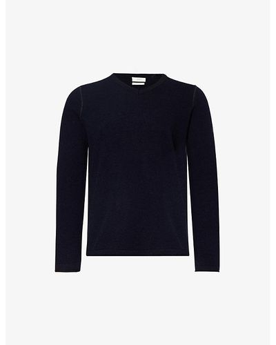IKKS V-neck Relaxed-fit Cashmere Sweater - Blue