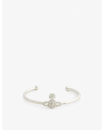 Vivienne Westwood Grace Bas Relief Brass And Crystal Bangle Bracelet - White